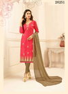 Pink Colour Designer Latest Fancy Casual Wear Cotton Jacquard Embroidered Dress Material Collection 26251